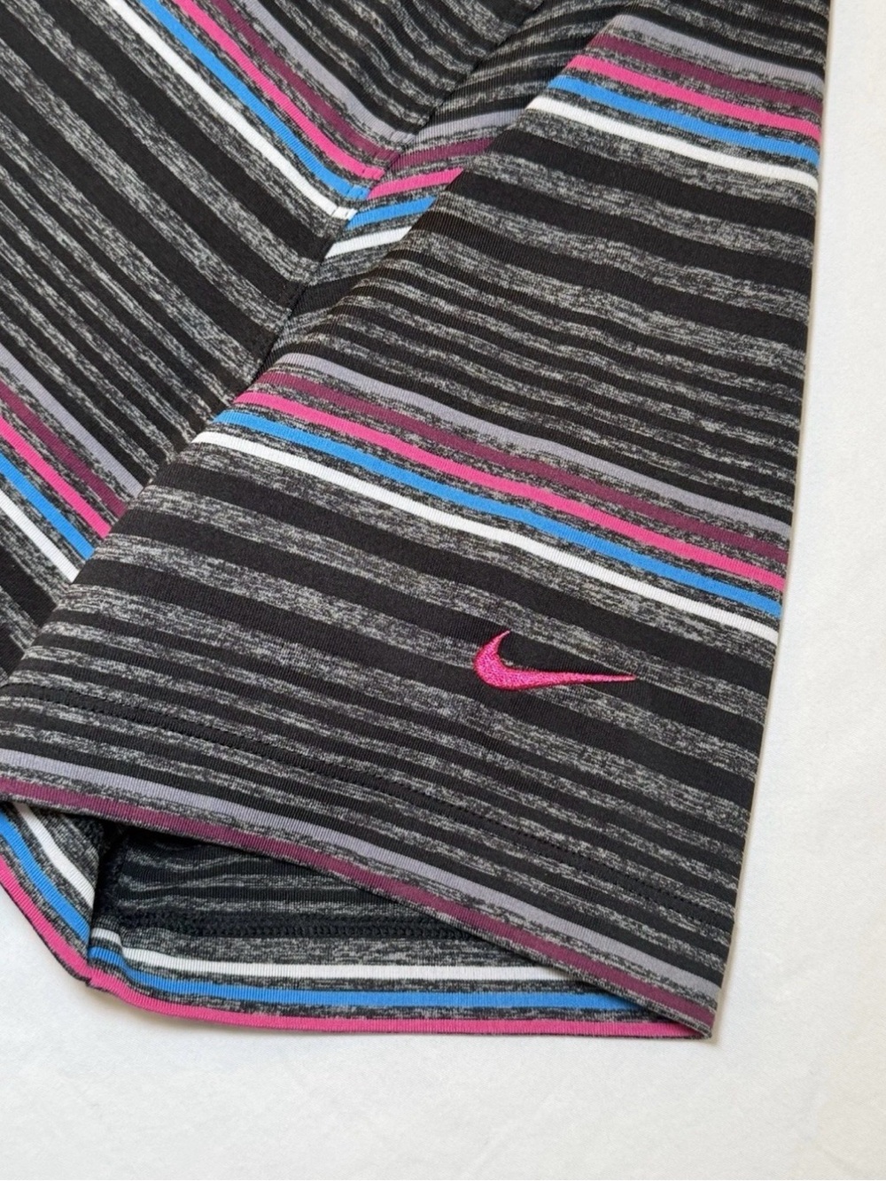 Nike Golf Tour Performance Dri-Fit Polo Shirt Mens Sz L Black Blue Pink Striped - Picture 5 of 7
